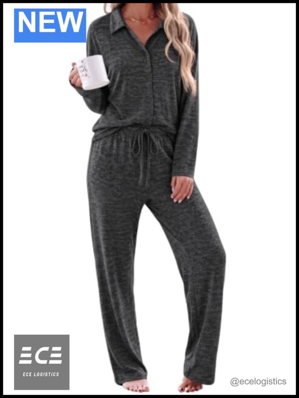 Ekouaer Womens Pajama Set Long Sleeve Button Down Lounge Set Pockets